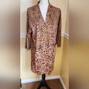 Issac Mizrahi Live! Leopard Print Knit Jacket Duster NWOT Size Small